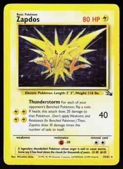 Zapdos 15/62 Holo Rare Fossil Pokemon Unlimited Holo MP - Image 1