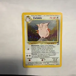 Pokemon LP 2000 Base Set 2 Clefable Rare Holo Vintage Pokemon Card - Image 1