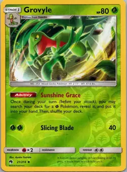 Pokemon TCG Grovyle 21/214 Lost Thunder Rev Holo LP - Image 1