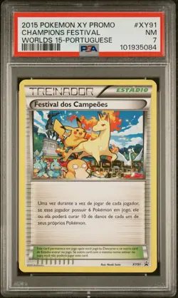PSA 7 2015 Pokemon XY Black Star Promos XY91 Champions Festival Worlds Portugal - Image 1