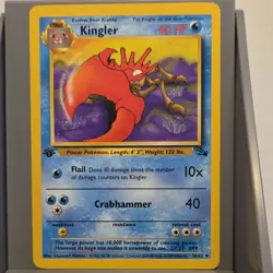 Pokemon Kingler Fossil 1st Edition Wizards Uncommon Regular 38/62 Stage 1 60 HP - Image 1