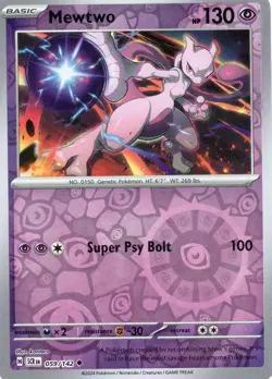 Pokemon Mewtwo Reverse Holo Uncommon SV07: Stellar Crown 059/142 NM - Image 1