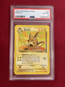 Graded PSA 6 1999 Pokemon Fossil Raichu #29 EX-MT - Image 1