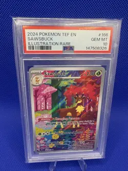 2024 POKEMON TEF EN-TEMPORAL FORCES ILLUSTRATION RARE #166 SAWSBUCK PSA 10 - Image 1