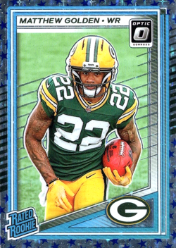 2025 Panini Donruss Optic #205 Rated Rookie Matthew Golden Stars Prizm (RC) - Image 1