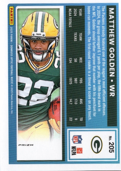 2025 Panini Donruss Optic #205 Rated Rookie Matthew Golden Stars Prizm (RC) - Image 2