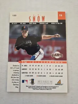 1997 New Pinnacle - J.T. Snow #133 Museum Collection - Image 2