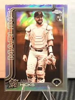 Liam Hicks 2025 Topps Chrome Update Sepia Refractor #USC86 Miami Marlins Rookie - Image 2