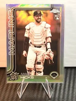 Liam Hicks 2025 Topps Chrome Update Sepia Refractor #USC86 Miami Marlins Rookie - Image 3