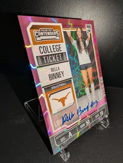 2025 Panini NIL University of Texas Rella Binney Lightning Pink Auto /99 - Image 3