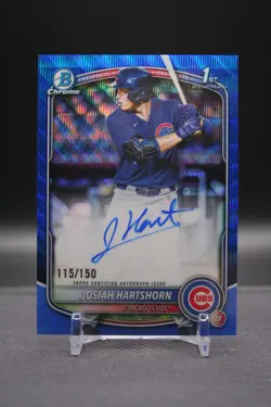 2025 Bowman Draft | Josiah Hartshorn | 1st Bowman Blue Wave Auto /150 | Cubs - Image 1