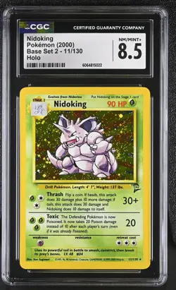 CGC 8.5 Nidoking 2000 Base Set 2 11/130 Holo Pokemon Card - Image 1