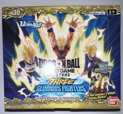 DRAGONBALL SUPER BOOSTER BOX SEALED CARD GAME THREE GLORIOUS FIGHTERS 24 PACK - Image 3