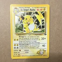 Pokemon Lt. Surge's Raichu Gym Challenge 11/132 Holo Rare Unlimited 80 HP Engli… - Image 1