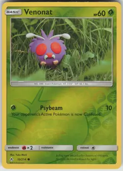 Venonat (10) Reverse Holo Common SM - Unbroken Bonds 10/214 Pokemon - Image 1