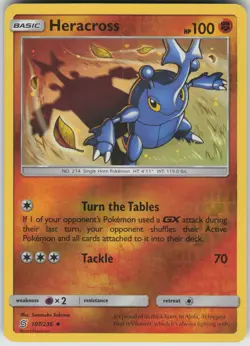 Heracross Reverse Holo 107/236 Uncommon SM - Unified Minds Pokemon - Image 1