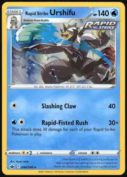 Rapid Strike Urshifu 044/198 Holo Rare Chilling Reign Pokemon Near Mint - Image 1