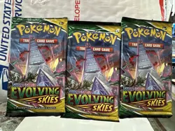 Pokemon Evolving Skies Booster Packs English TCG 3 Sealed Packs Lot - Image 1