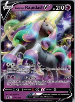 Galarian Rapidash V - SWSH111 Promo SWSH: Sword & Shield Promo Cards HP DAMAGED - Image 1