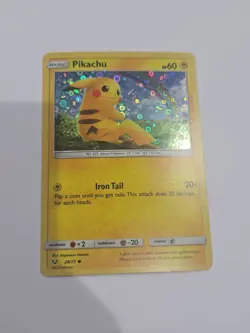 2017 Pokemon Pikachu TCG Holo Sequin Card 28/73 Shining Legends LP - Image 1
