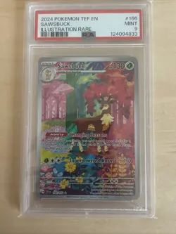 Pokemon TCG Sawsbuck Card 166/162SV05: Temporal Forces PSA 9 - Image 1