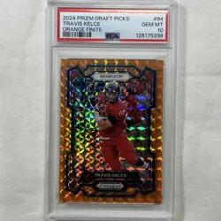 2024 Prizm Draft Picks Travis Kelce Orange Finite /39 PSA 10 - Image 1