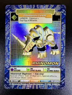 Digimon Rhinomon BO-196S Card 2001 Digi-Battle Series 4 Bandai Holo Nm/M - Image 2