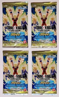 DRAGONBALL SUPER X4 BOOSTER SEALED CARD GAME THREE GLORIOUS FIGHTERS ENGLISH! - Image 1