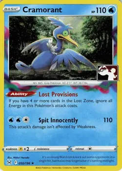 Cramorant Holo Rare Prize Pack Series Cards 050/196 NM/LP - Image 1