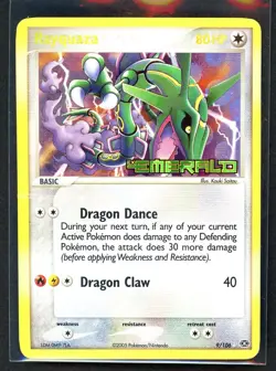Pokemon Cards - Rayquaza 9/106 - Ex Emerald Holo - Heavily Played - Creased - Image 1