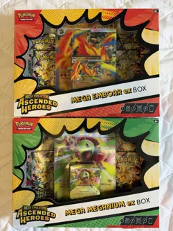 Pokemon Ascended Heroes Mega Emboar & Mega Meganium Ex Box New & Sealed UK - Image 1