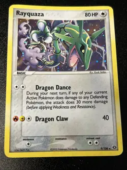 2005 Pokemon TCG Rayquaza EX Emerald Holo Card 9/106 Rare - Image 1