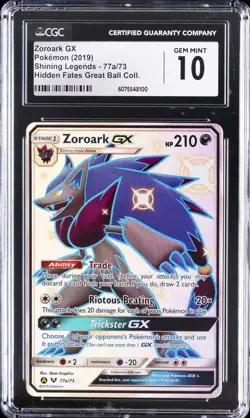 2019 POKEMON SHINING LEGENDS #77A/73 ZOROARK GX CGC 10 GEM MINT - Image 1