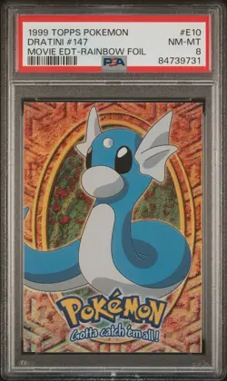 DRATINI Rainbow Foil 1999 TOPPS Pokemon Movie Edition E10 Rainbow Foil PSA 8 - Image 1