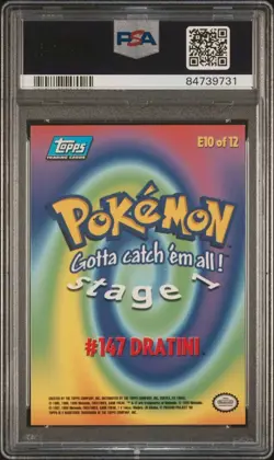 DRATINI Rainbow Foil 1999 TOPPS Pokemon Movie Edition E10 Rainbow Foil PSA 8 - Image 2