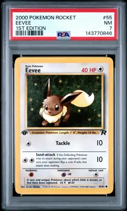 2000 POKEMON ROCKET 1ST EDITION #55 EEVEE PSA 7 - Image 1