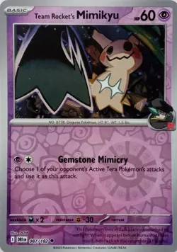 087/182 TEAM ROCKET'S MIMIKYU REVERSE HOLO DESTINED RIVALS POKEMON CARD - Image 1