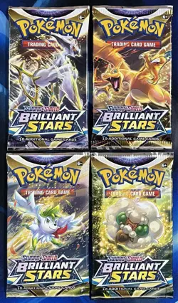 Pokemon 2022 Sword & Shield Brilliant Stars Booster Pack Lot X4 Artset SwSh Nm M - Image 1