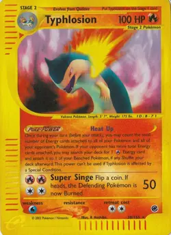 Typhlosion Pokemon 2002 TCG Expedition Set Reverse Holo Card 28/165 Vintage Rare - Image 5