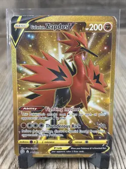 Pokemon Galarian Zapdos V Secret Rare Brilliant Stars 182/172 Trading Card HP - Image 1