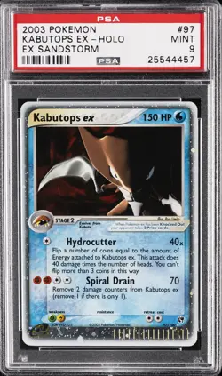 2003 POKEMON EX SANDSTORM #97 KABUTOPS EX-HOLO PSA 9 - Image 1