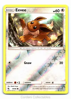Eevee 49/68 - Hidden Fates - Reverse Holo Pokemon Card - Near Mint - Image 1