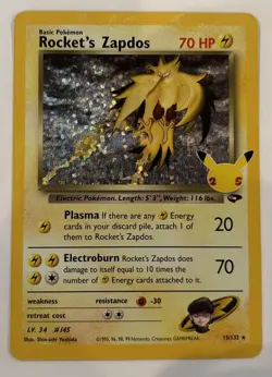 Pokemon TCG Rockets Zapdos Holo Card 15/132 Classic Collection Celebrations - Image 1