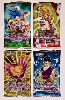 DRAGONBALL SUPER X4 BOOSTER SEALED CARD GAME FIGHTER’S AMBITION CON 12 CARDS - Image 1