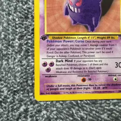 1st Edition Gengar TCG 20/82 Fossil Non-Holo Rare Pokemon Card Damaged - Image 4