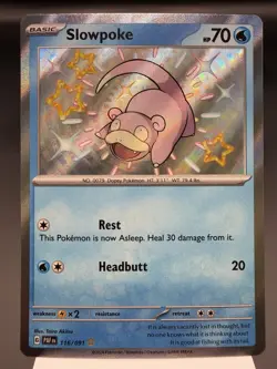 Slowpoke 116/091 - Shiny Holo Rare - Paldean Fates Pokemon Card MINT - Image 1