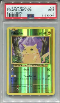 Pokemon X & Y Evolutions Card #35 Pikachu Reverse Foil PSA 9 - Image 1