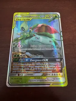 Celebi & Venusaur GX Tag Team 1/181 Holo Pokemon Card – VG - NM - See Photos - Image 1