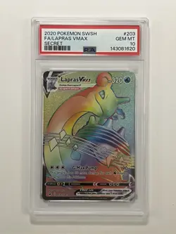 Lapras VMAX (Secret) 203/202 Swsh01: Sword & Shield Rainbow Holo PSA 10 - Image 1