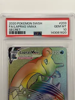 Lapras VMAX (Secret) 203/202 Swsh01: Sword & Shield Rainbow Holo PSA 10 - Image 2